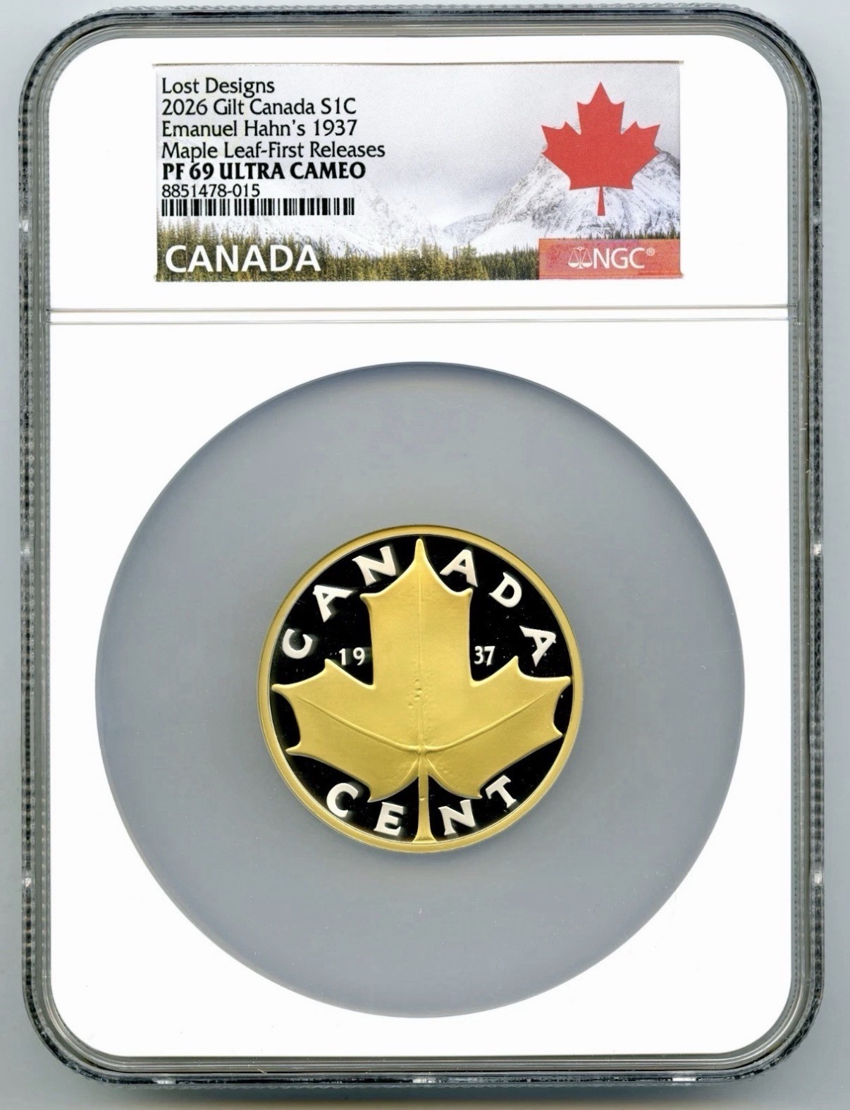 2026 S1C CANADA 2 OZ SILVER W/ GOLD NGC PF69 UC 1937 LOST DESIGNS MAPLE LEAF