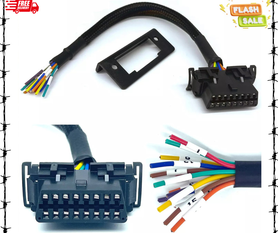 OBD2 J1962 Female to Open Pigtail Cable Bracket Obdii Port Replacement Cable