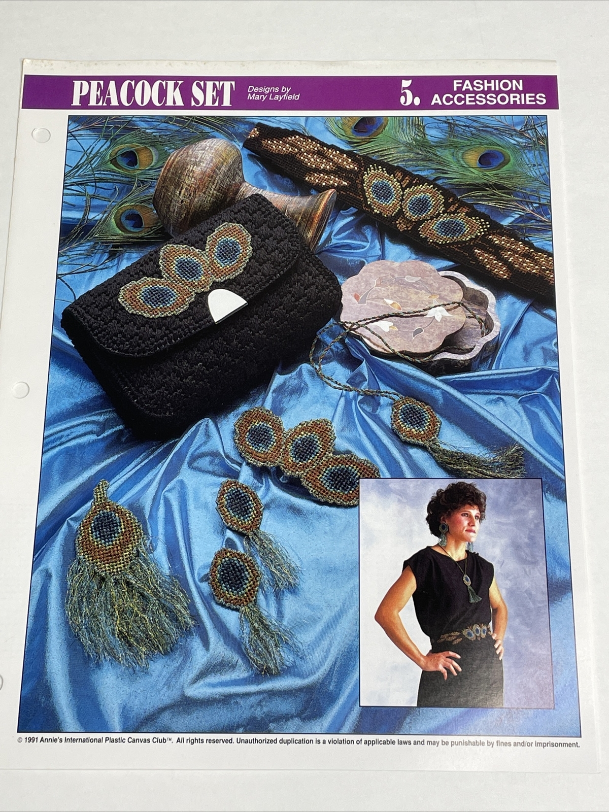 Peacock Set Belt Earring Necklace Annie's Plastic Canvas Pattern