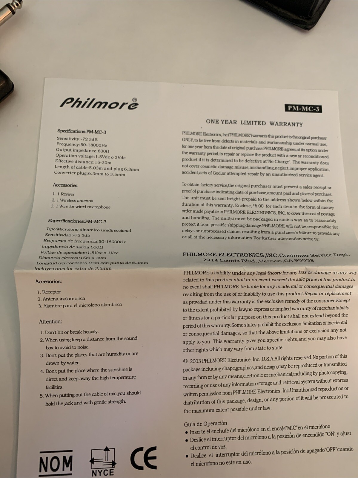 Philmore Super Professional Microphone PM-MC-3
