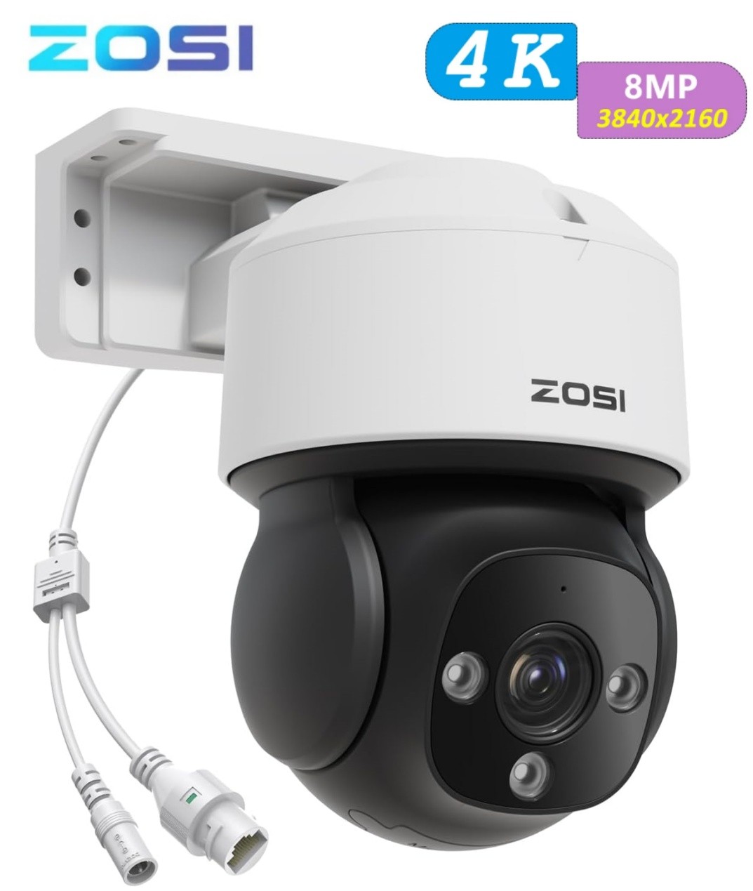 ZOSI C290 8MP Add-On PoE IP Pan/Tilt Security Camera Outdoor For 4K ZOSI PoE NVR