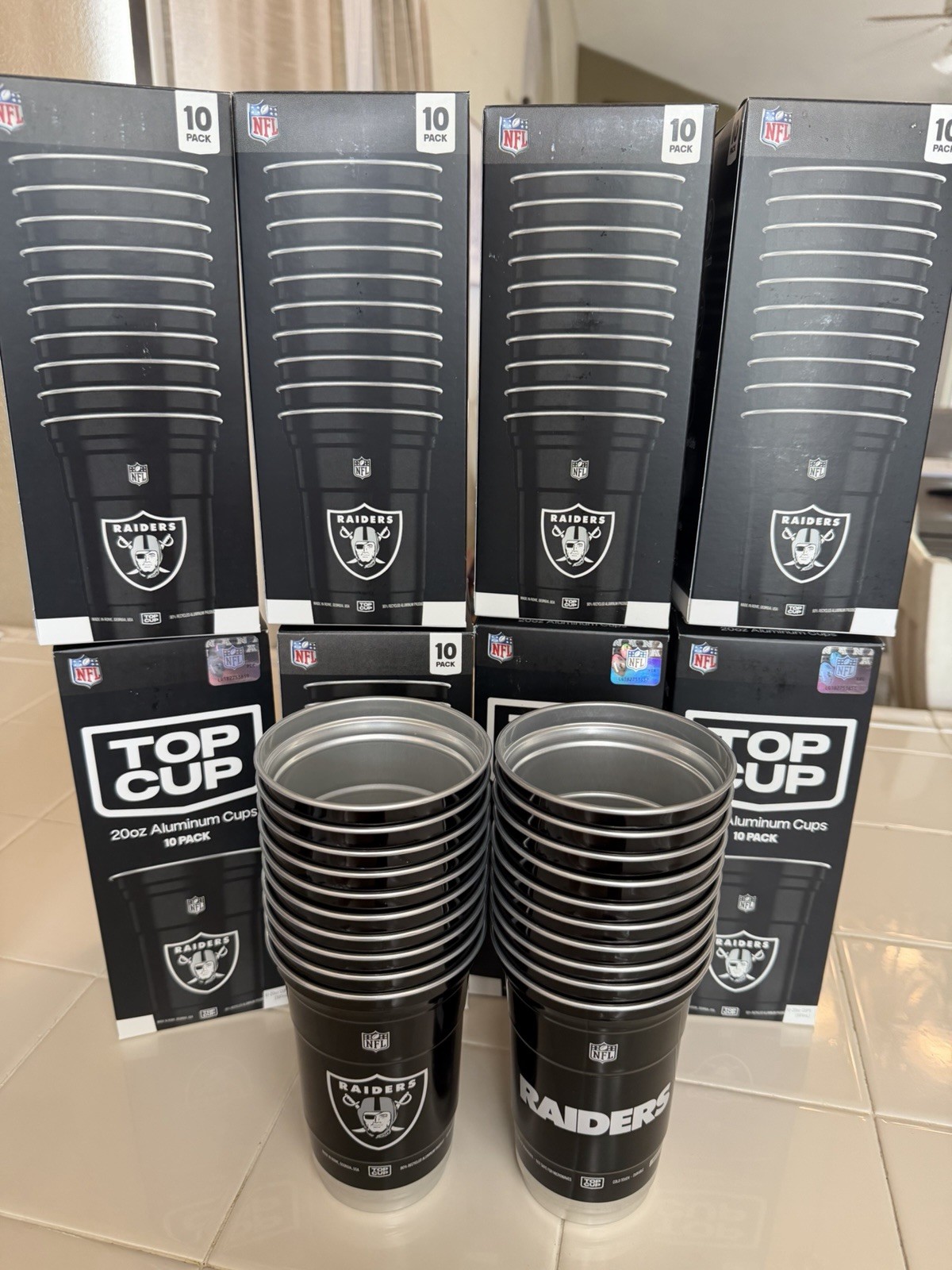 Exclusive NFL Collector’s Aluminum Cups -Las Vegas Raiders 🏉 (Set Of 10 Cups)