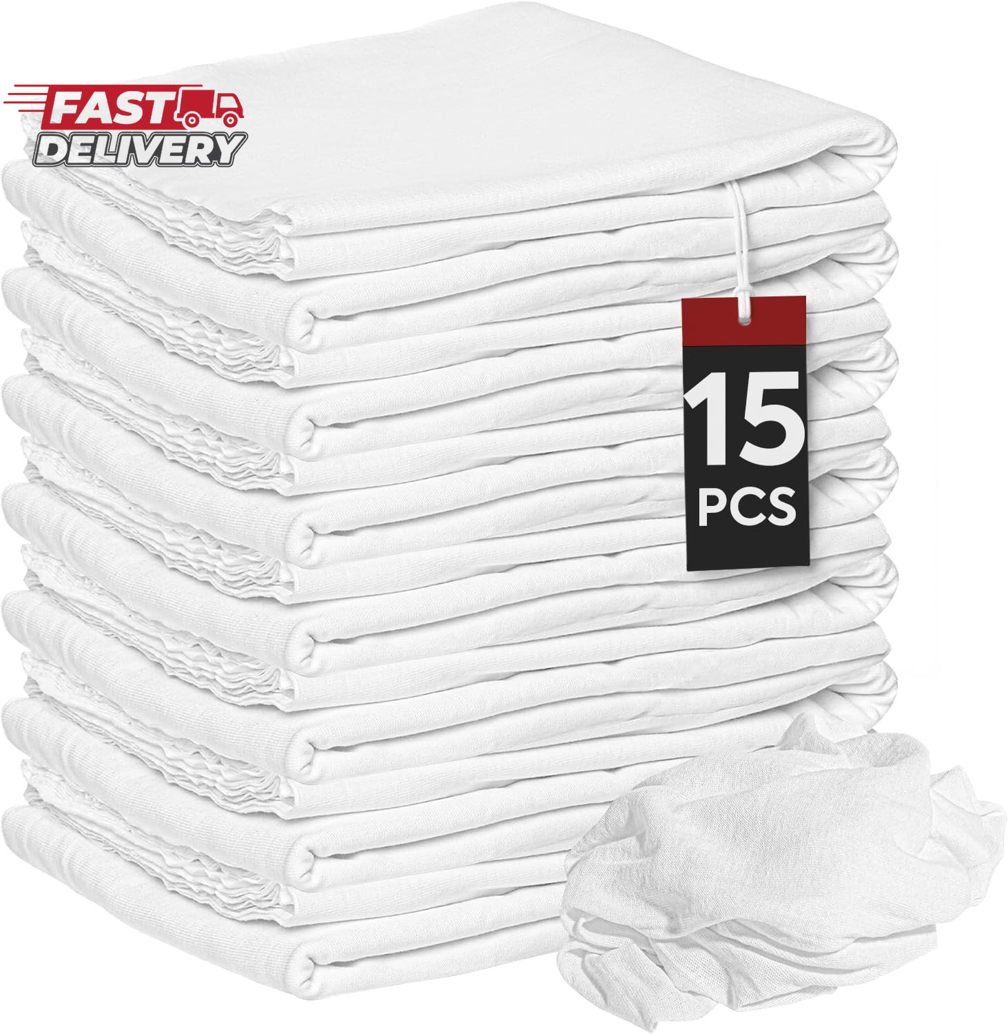 Nabob Wipers New Lint Free Cloth (15 Pack) - 100% Cotton Cleaning Rags Exact Cut