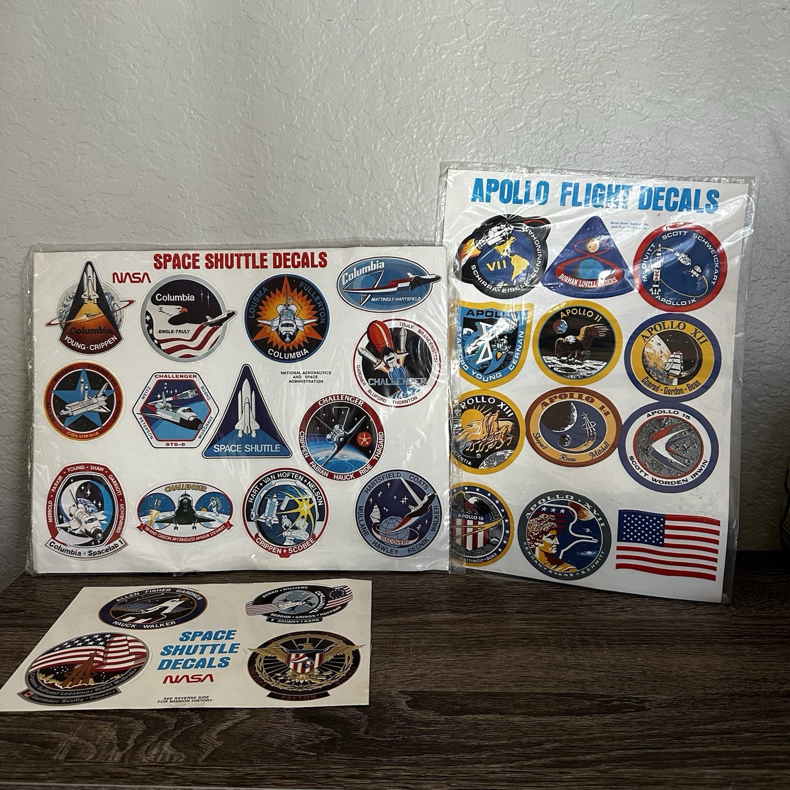 Lot Of Vintage NASA Apollo Missions Spacecraft Decal Sheet Patch Stickers Sheet