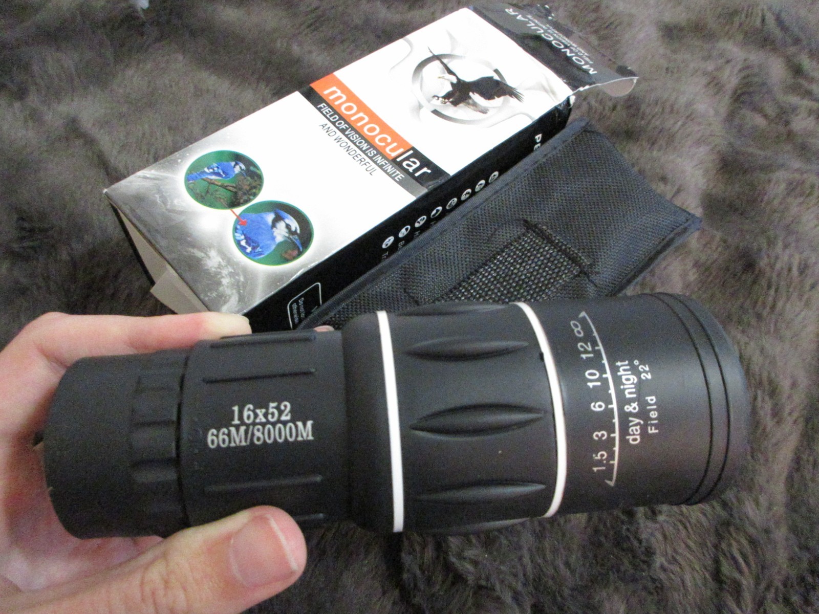 16X52 Monocular Zoom Telescope (66M/8000M), Perfect for Camping, Hunting, Sports
