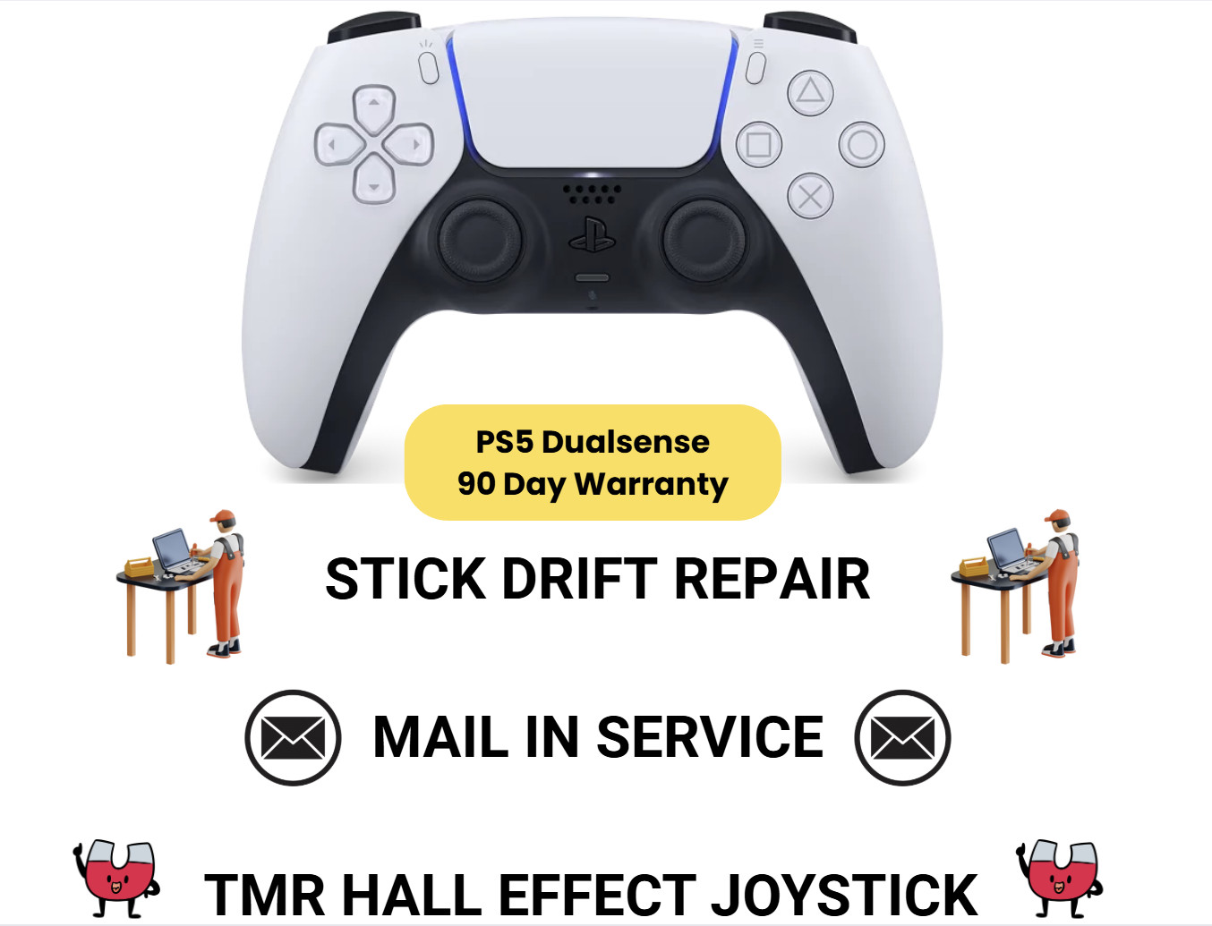 Mail-In Service! PS5 DualSense Controller Stick Drift Fix / TMR Upgrade