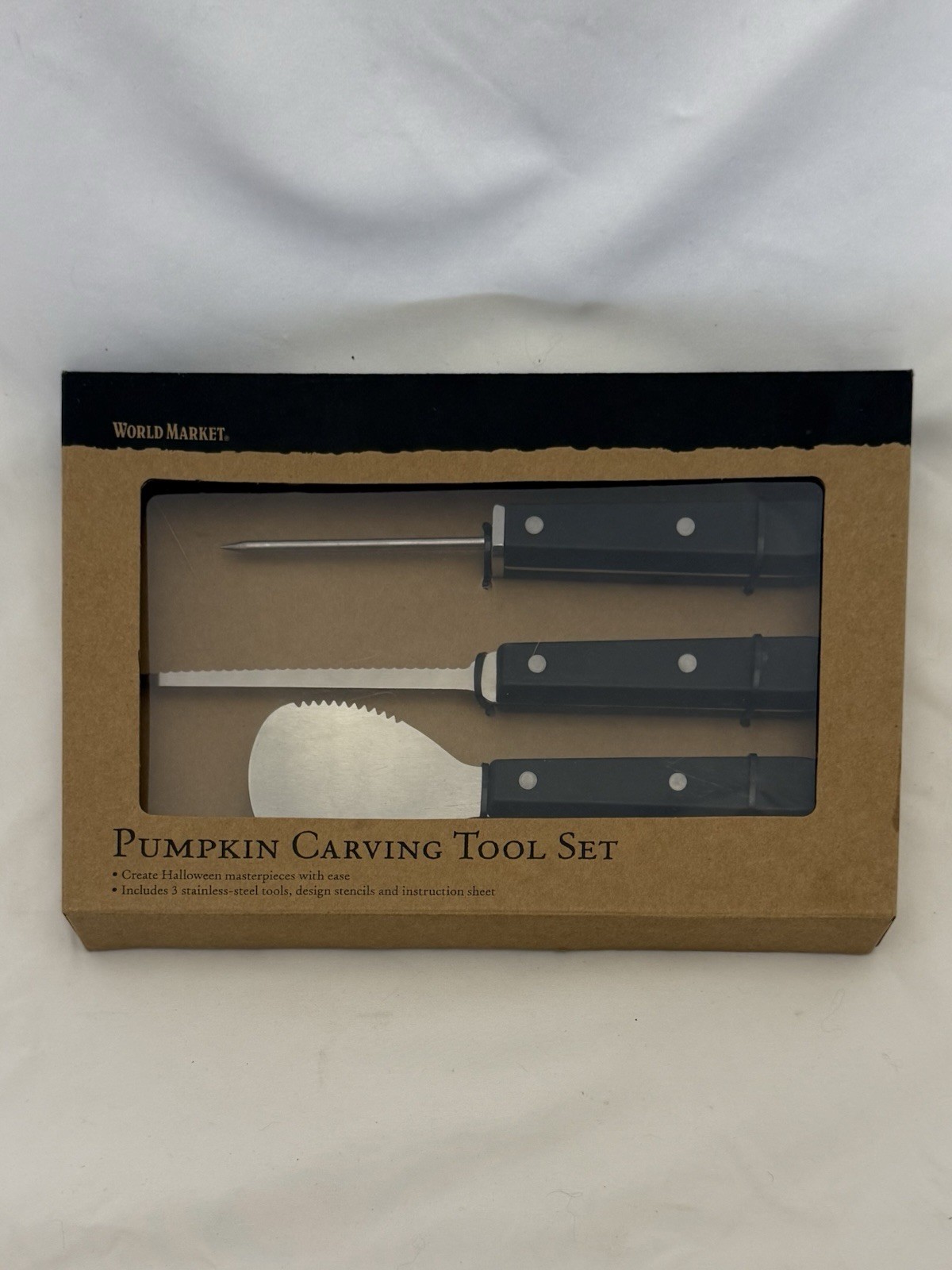 Pumpkin Carving Tool Set 3 Piece Stainless Steel Design Stencils, Instructions