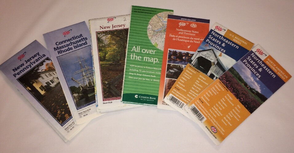 Old Vintage 2000's AAA Maps Travel Tour USA NE CT MA RI NJ Boston Canada