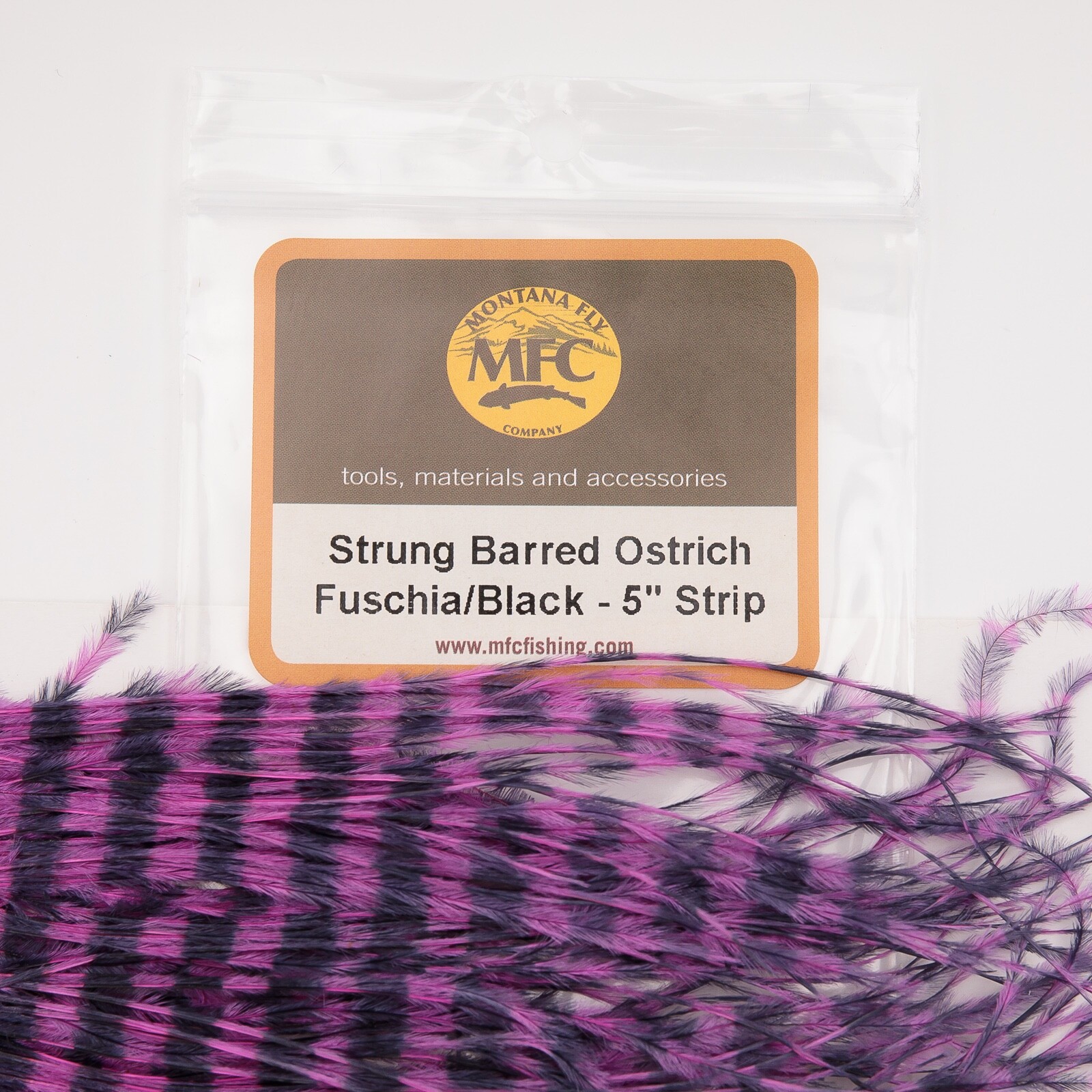 MFC Strung Barred Ostrich 5" Strip - Fushia/Black