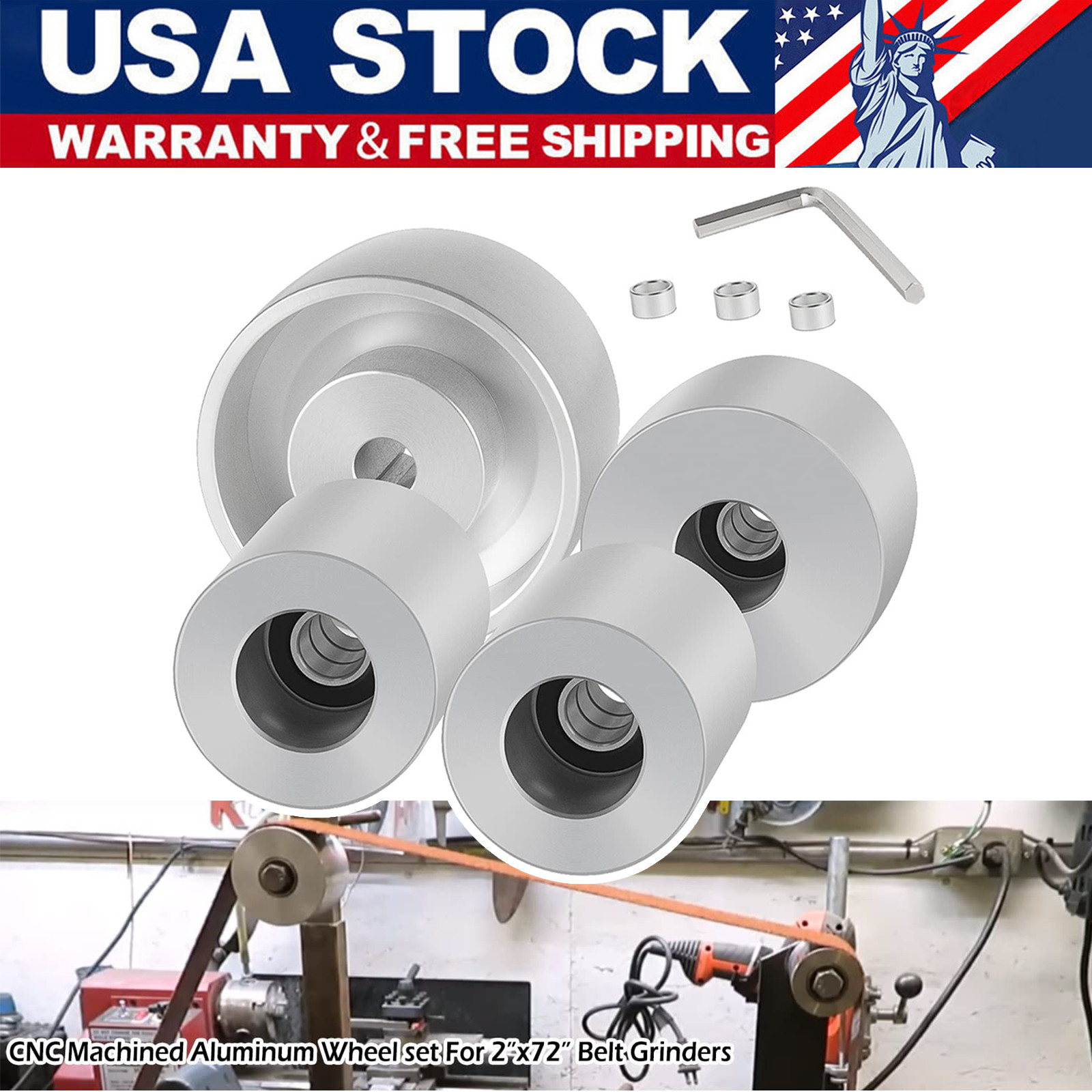 Belt Grinder 2x72 Wheel Set For Knife Grinder with Drive Idler,Tracking Wheel