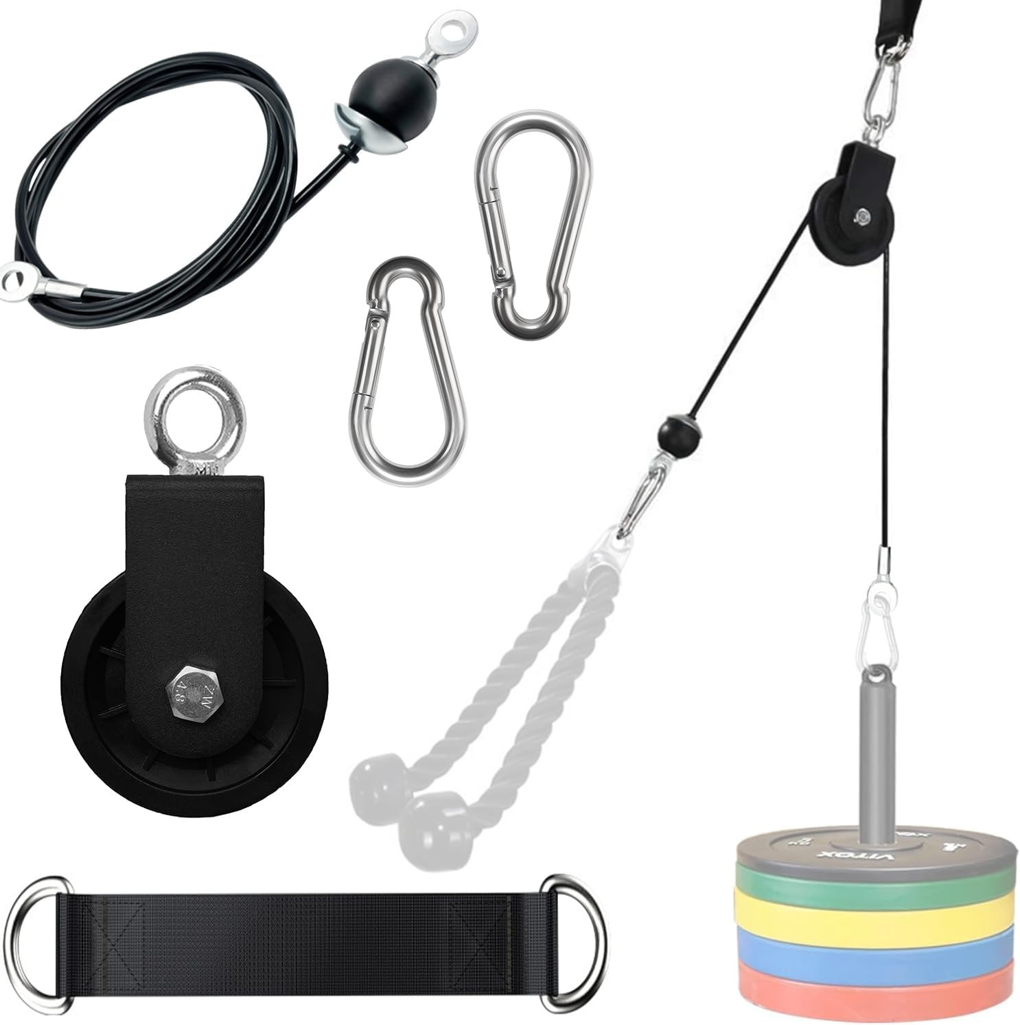 Cable Pulley System for Home Gym, Silent 360° Rotation Nylon Pulley Wheel with D