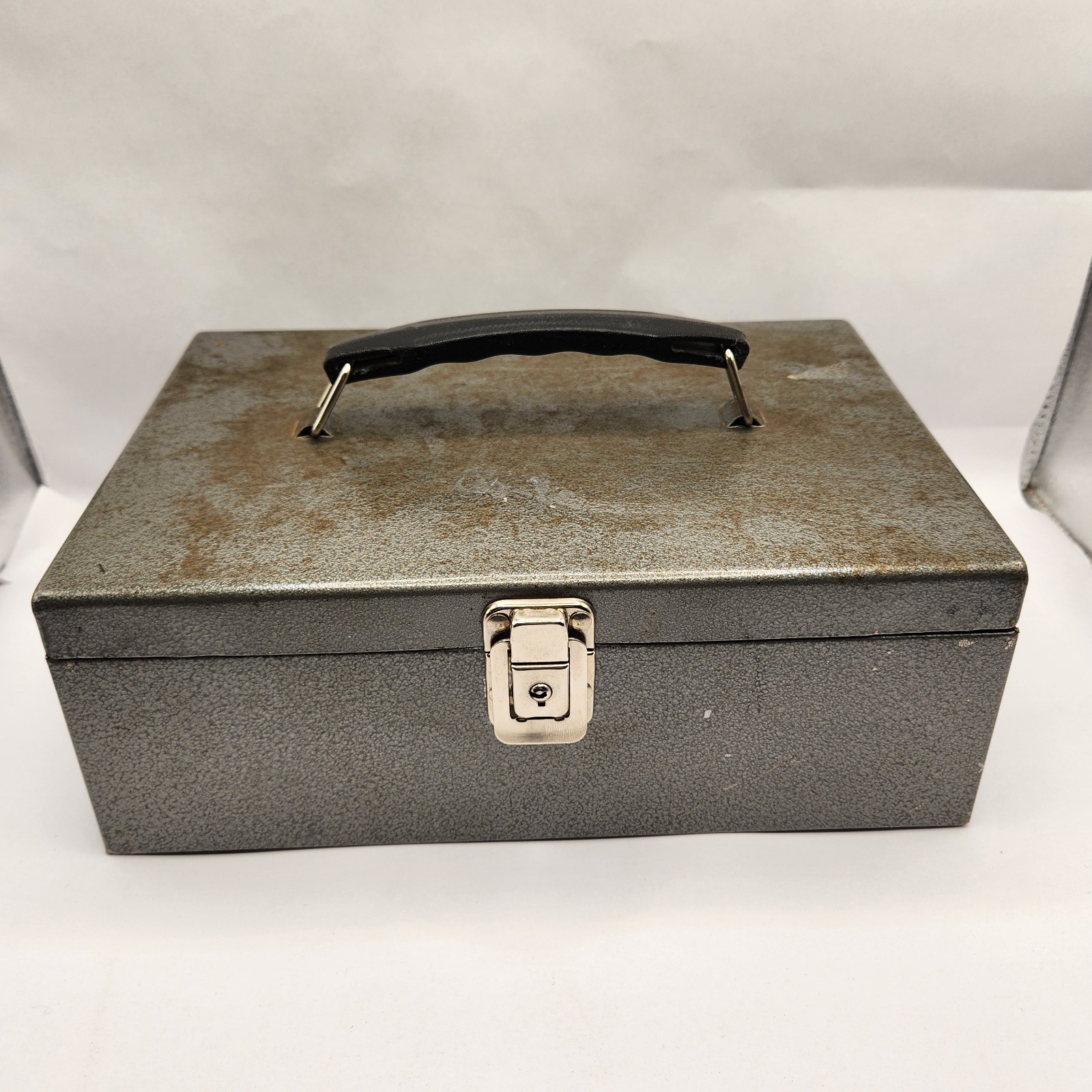 Vintage Rockaway Box Metal Corp Steel Secure Lock Handle With Key 11x8x4