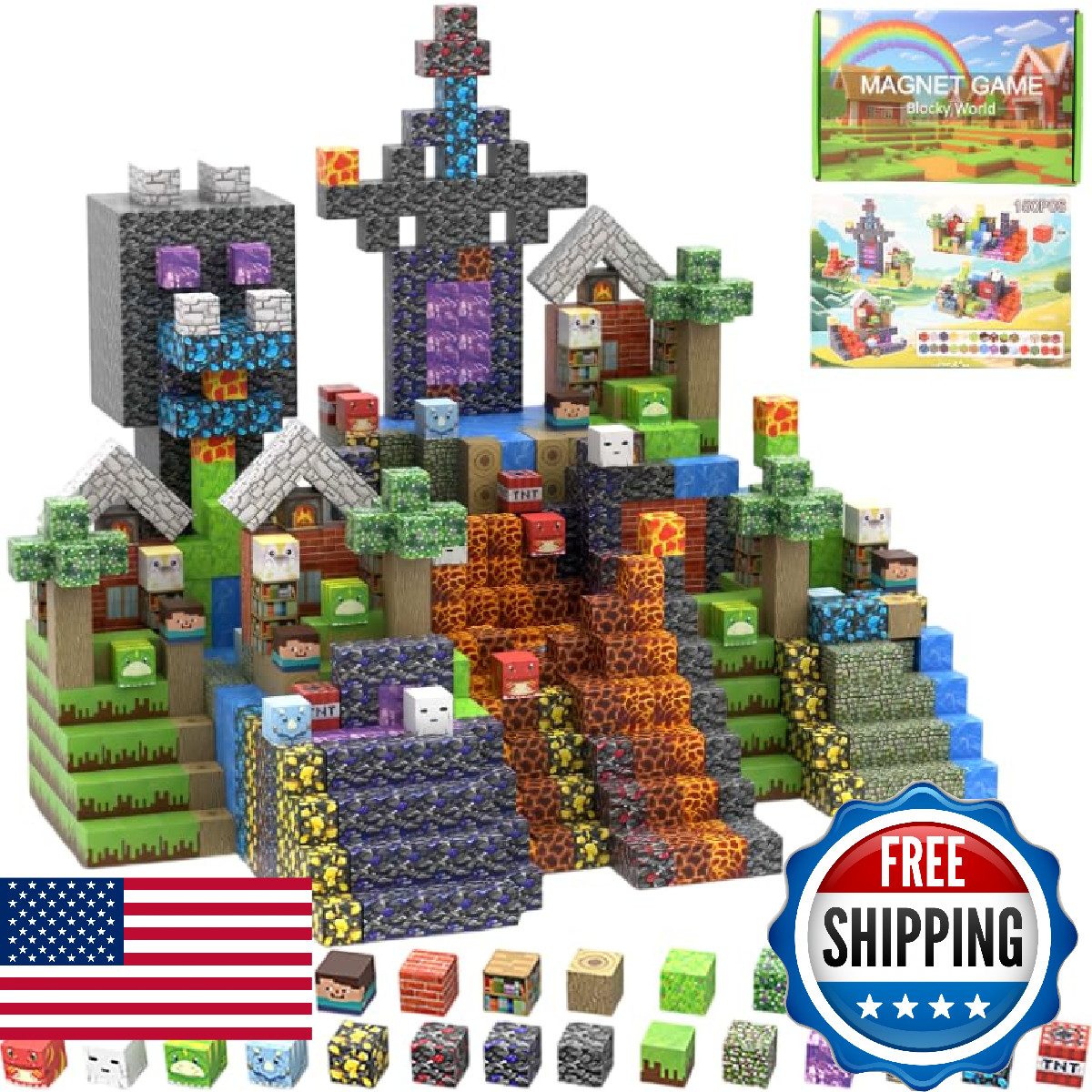 VCBVCB Magnetic Blocks - 150 PCS Cross Town Magnetic Building Blocks STEM Toy fo
