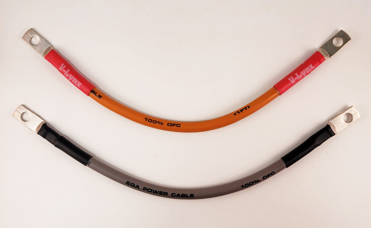 Pair of 6 Gauge AWG Battery Cables Solar Marine Inverter 100%OFC Copper 6ga Wire