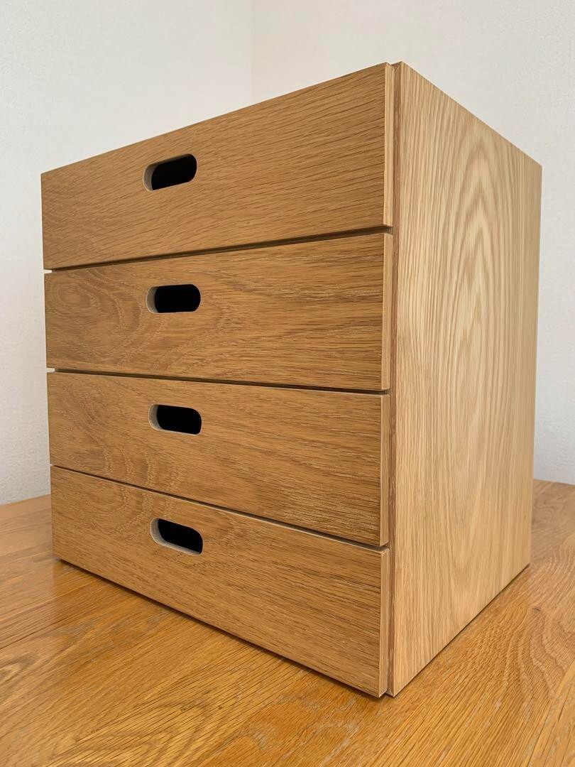 Muji Stacking Chest 4 Drawers Oak Veneer W14.6×D11×H14.6 inch Natural Japan F/S