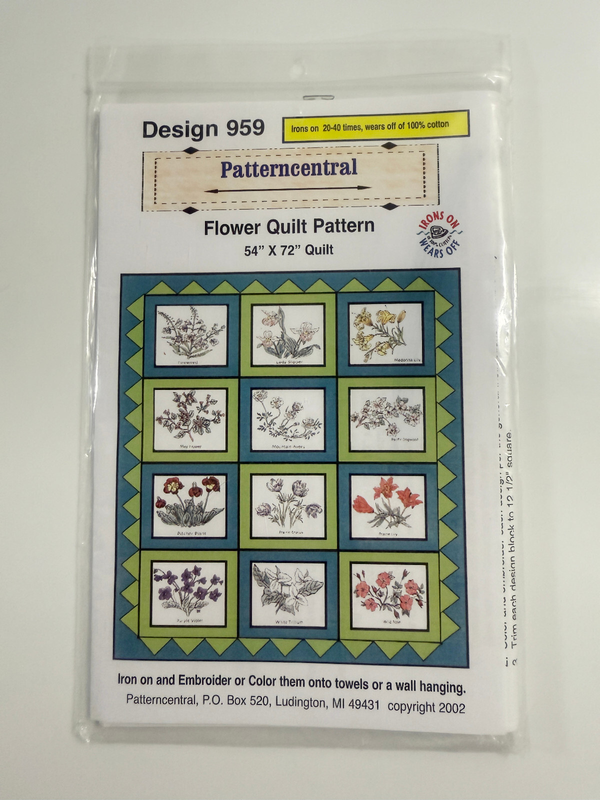 Patterncentral Flower Quilt Pattern 54" x 72"