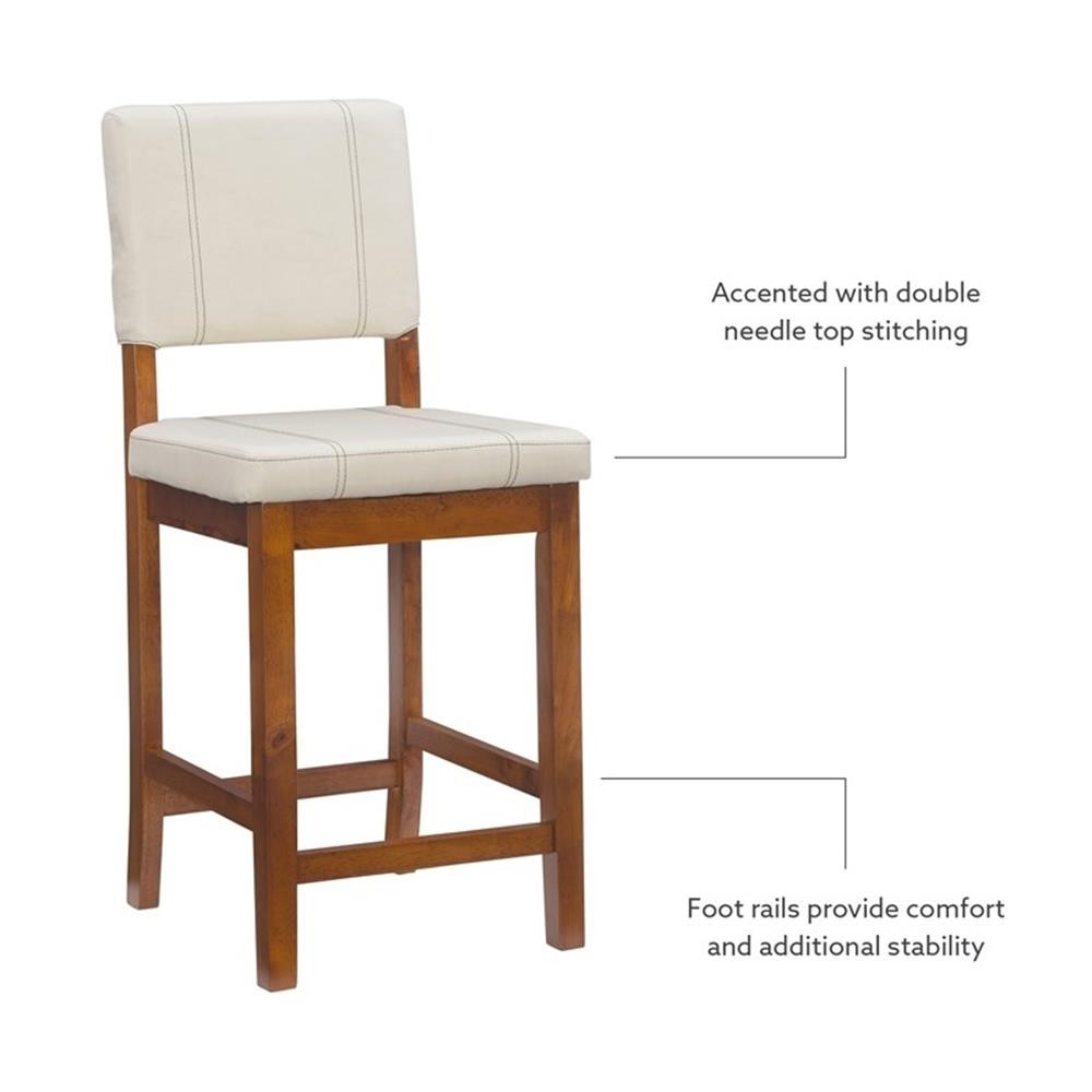 Riverbay Furniture 24.8" Transitional Wood Counter Stool in Cream