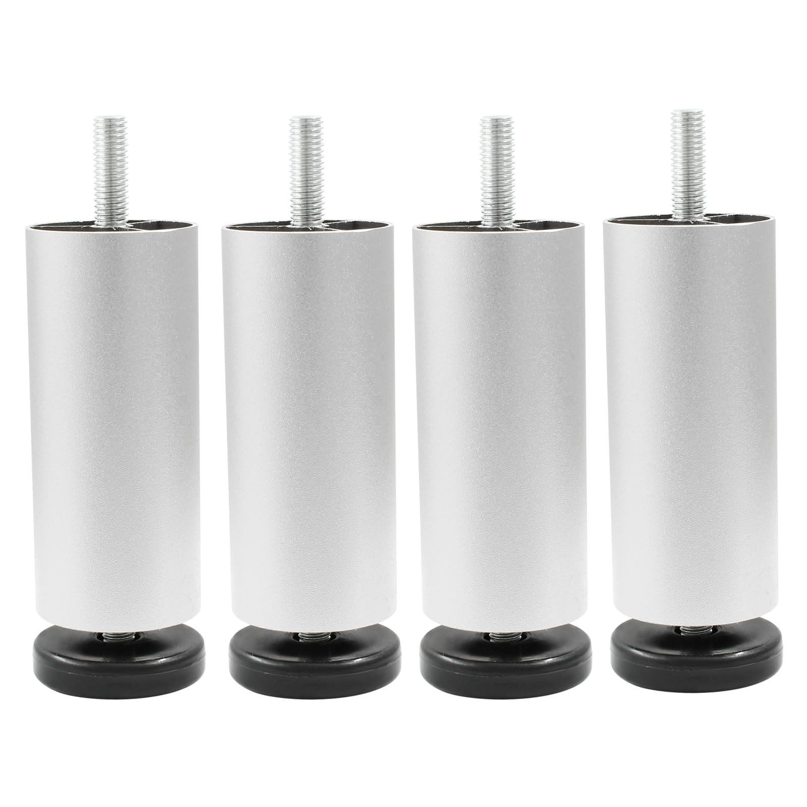 4 Inch Silver Furniture Legs Aluminum Alloy M8 Thread Replacement Feet 4 PCS