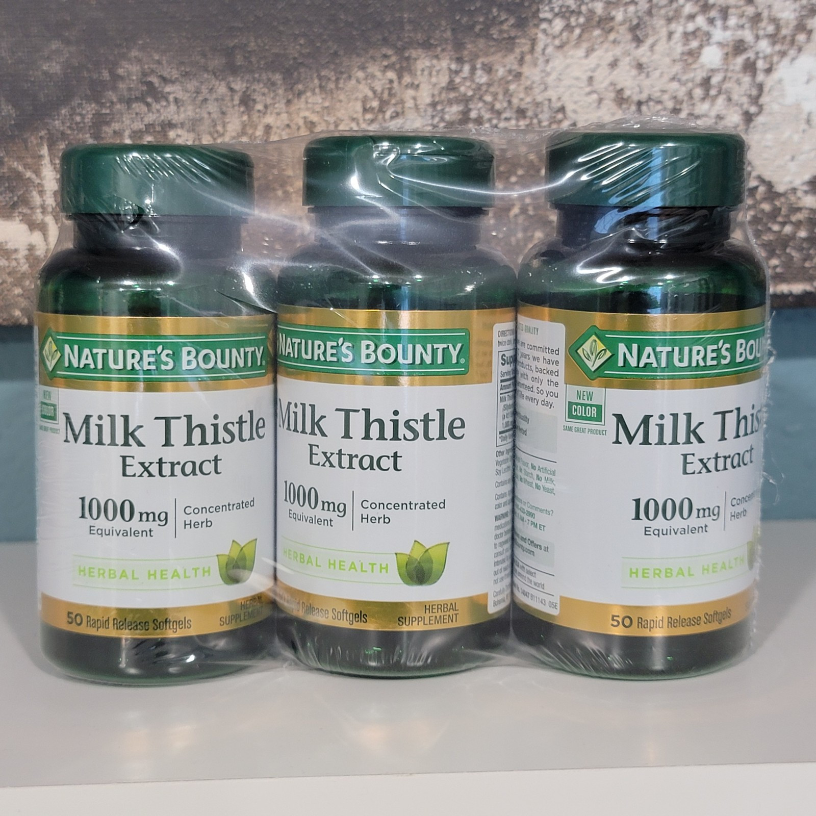 Pack of 3 Nature's Bounty Milk Thistle 1000 mg, 50 softgels | Exp. Aug 2026