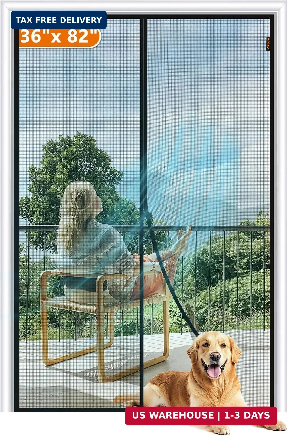 MAGZO Magnetic Screen Door Fit Door Size 36 x 82 Inch, Screen Size 38" x 83" Str