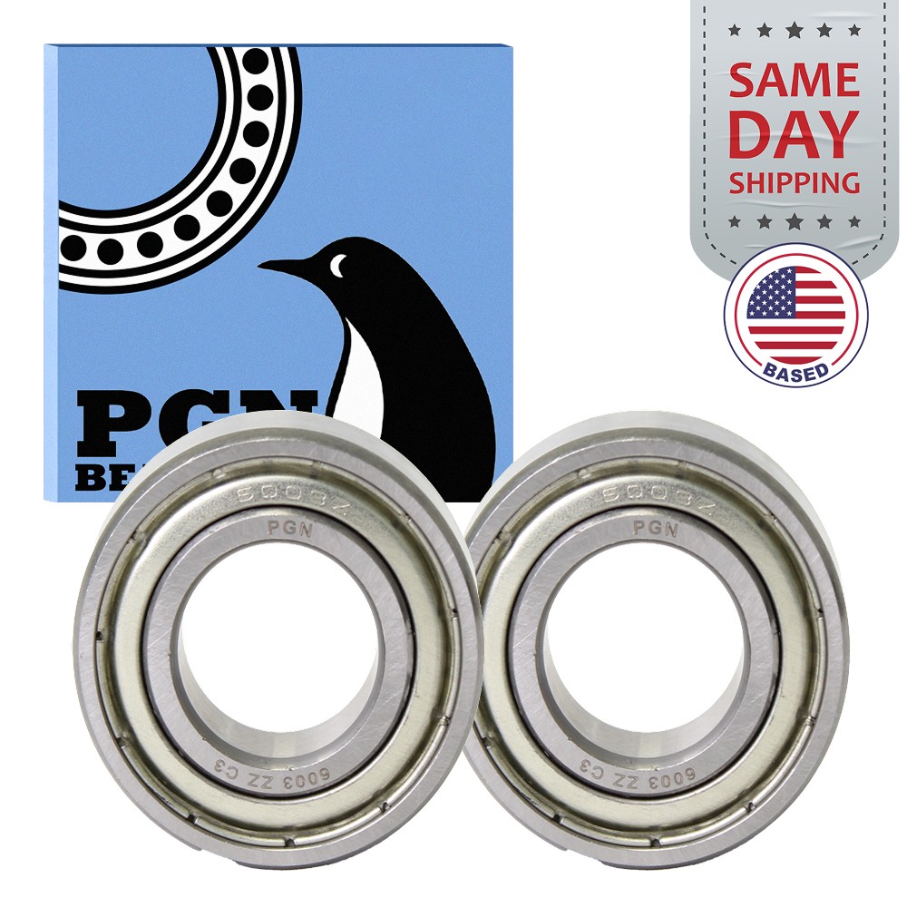 (2) 6003-ZZ Premium Metal Shield Ball Bearing C3 EMQ, 17x35x10, 6003 ZZ 6003z