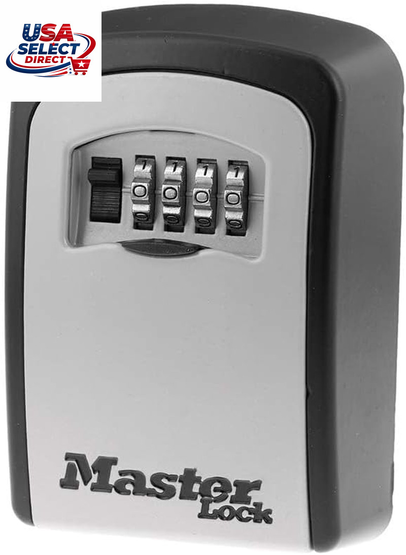 Wall Mount Key Lock Box, 5 Key Capacity, Set Your Own Combination, Black