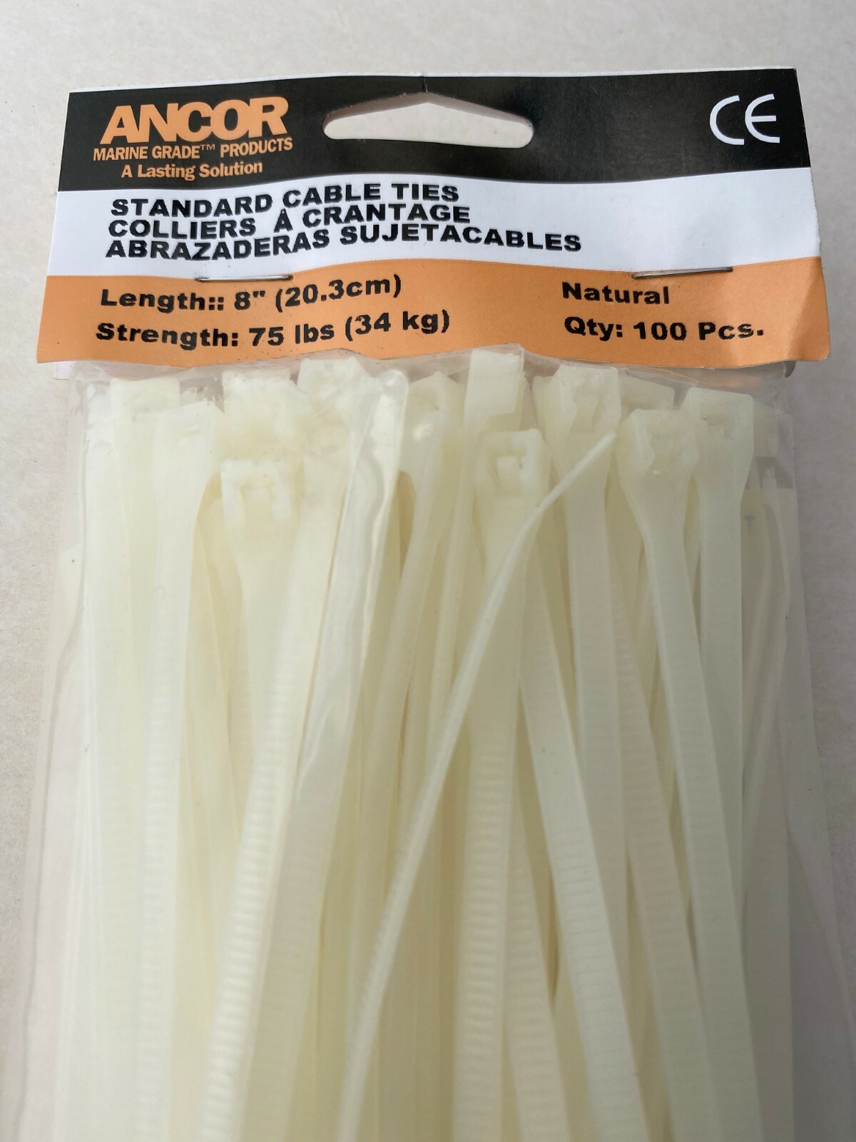 ANCOR STANDARD CABLE TIES 351155 8'' NATURAL