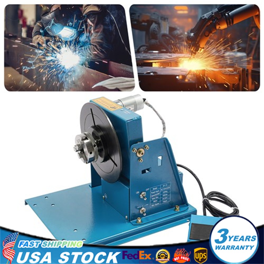 Rotary Welding Positioner 0-90° Positioning Turntable Table 10rpm 3 Jaw chuck