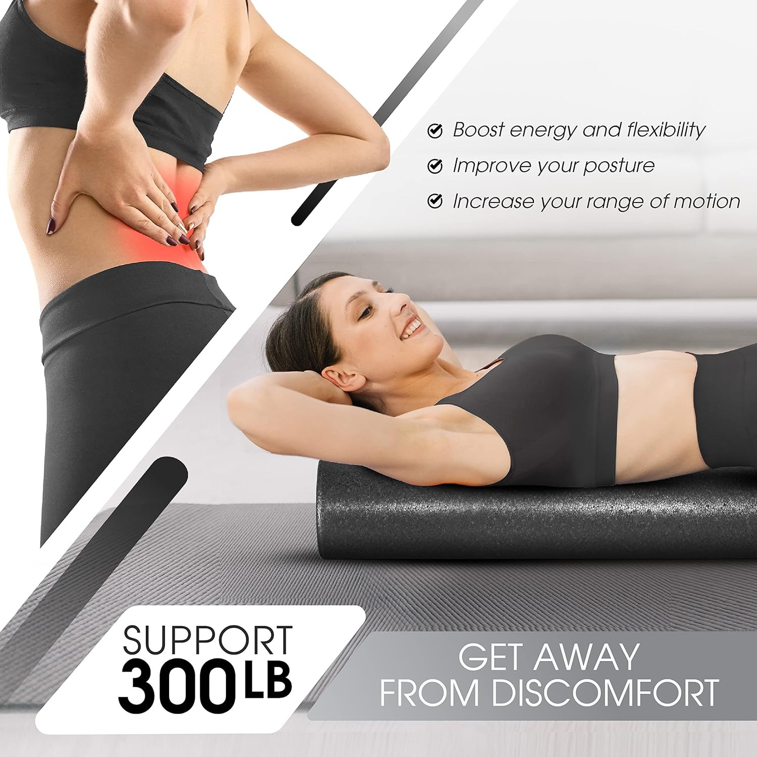 High-Density EPP round Back Roller Foam, Exercise Foam Roller for Yoga, Pilates