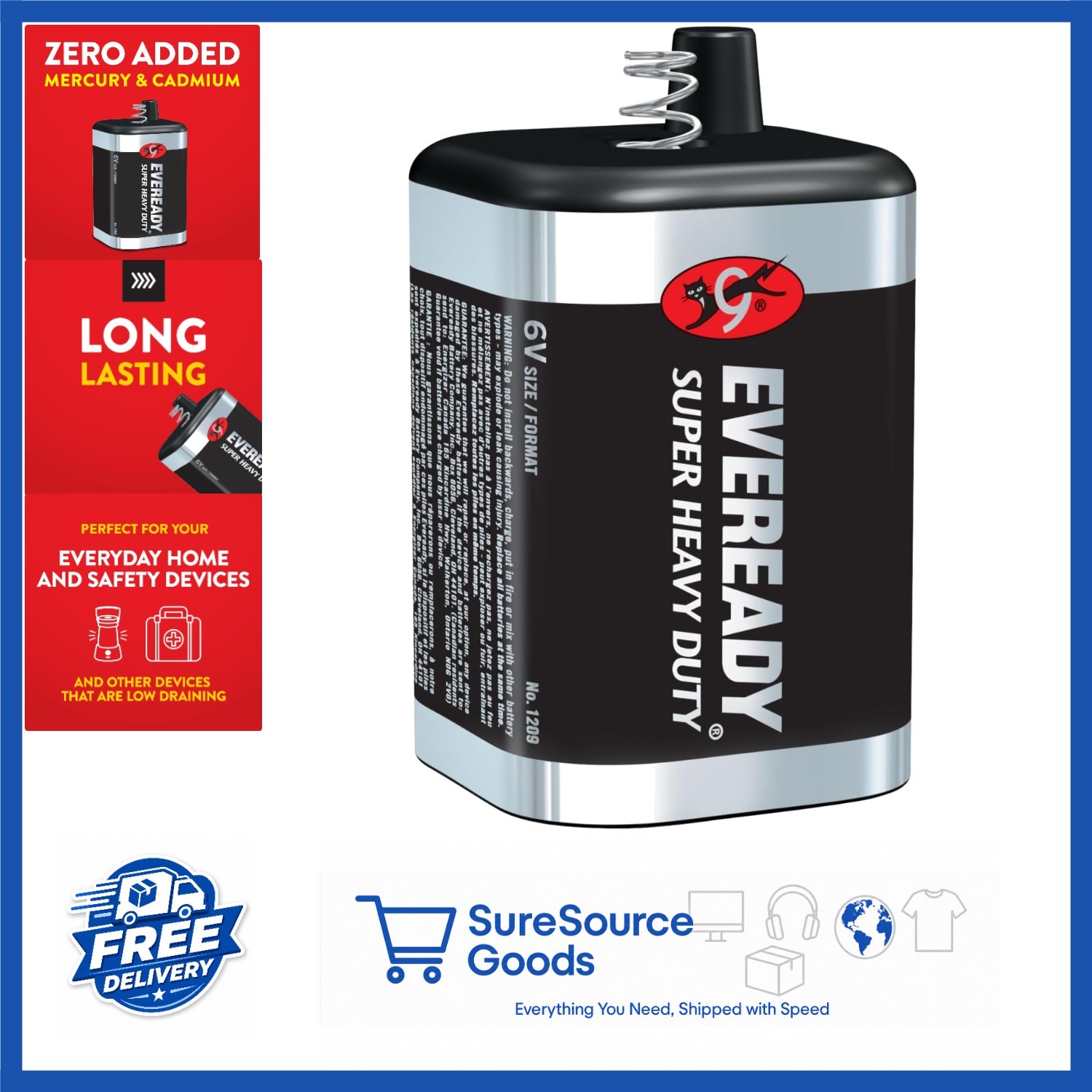 6V Spring Lantern Battery Super Heavy Duty 11000 Capacity for Lanterns & Alarms