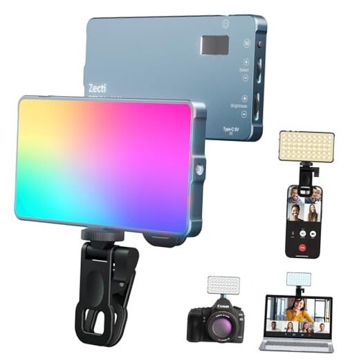 Selfie Camera Phone Light with Metal Hotshoe & Clip CRI 96+ 2500K-9900K 135 LED