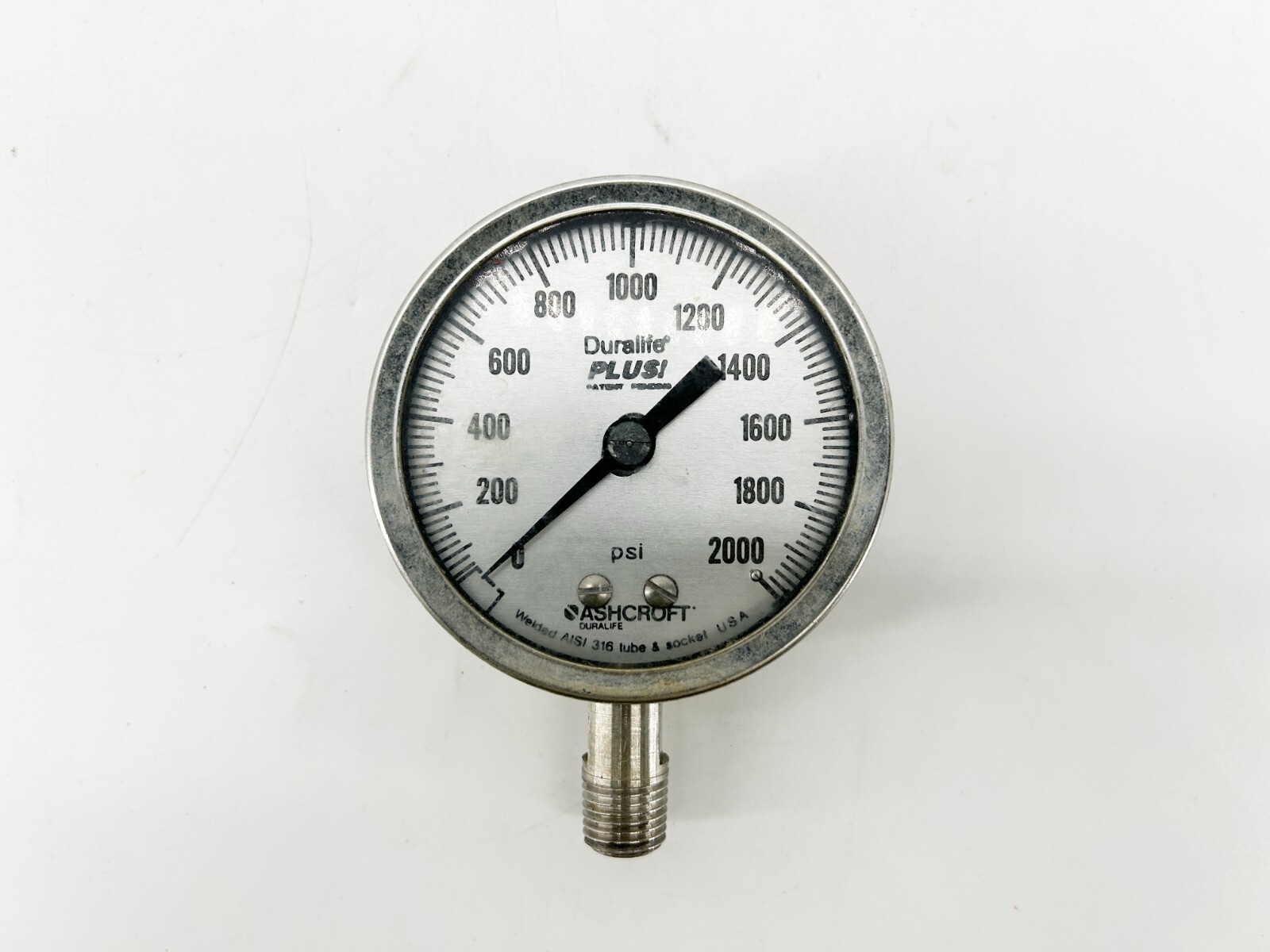 New Ashcroft 8937 Gauge 0-2000PSI Welded AISI 316 Tube and Socket