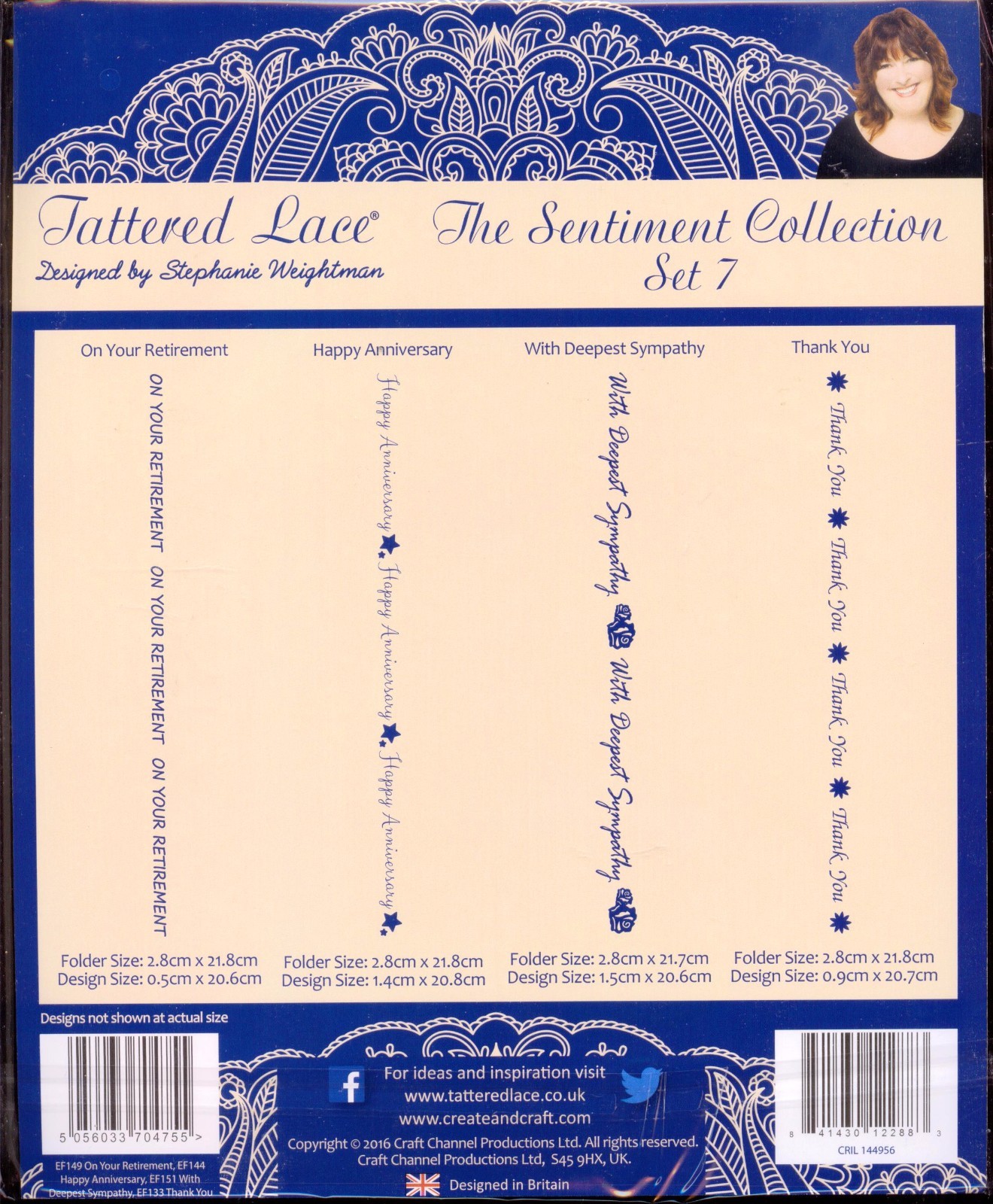 TATTERED LACE Embossing Sentiment Coll SET 7 Retirement Anniversary Sympathy