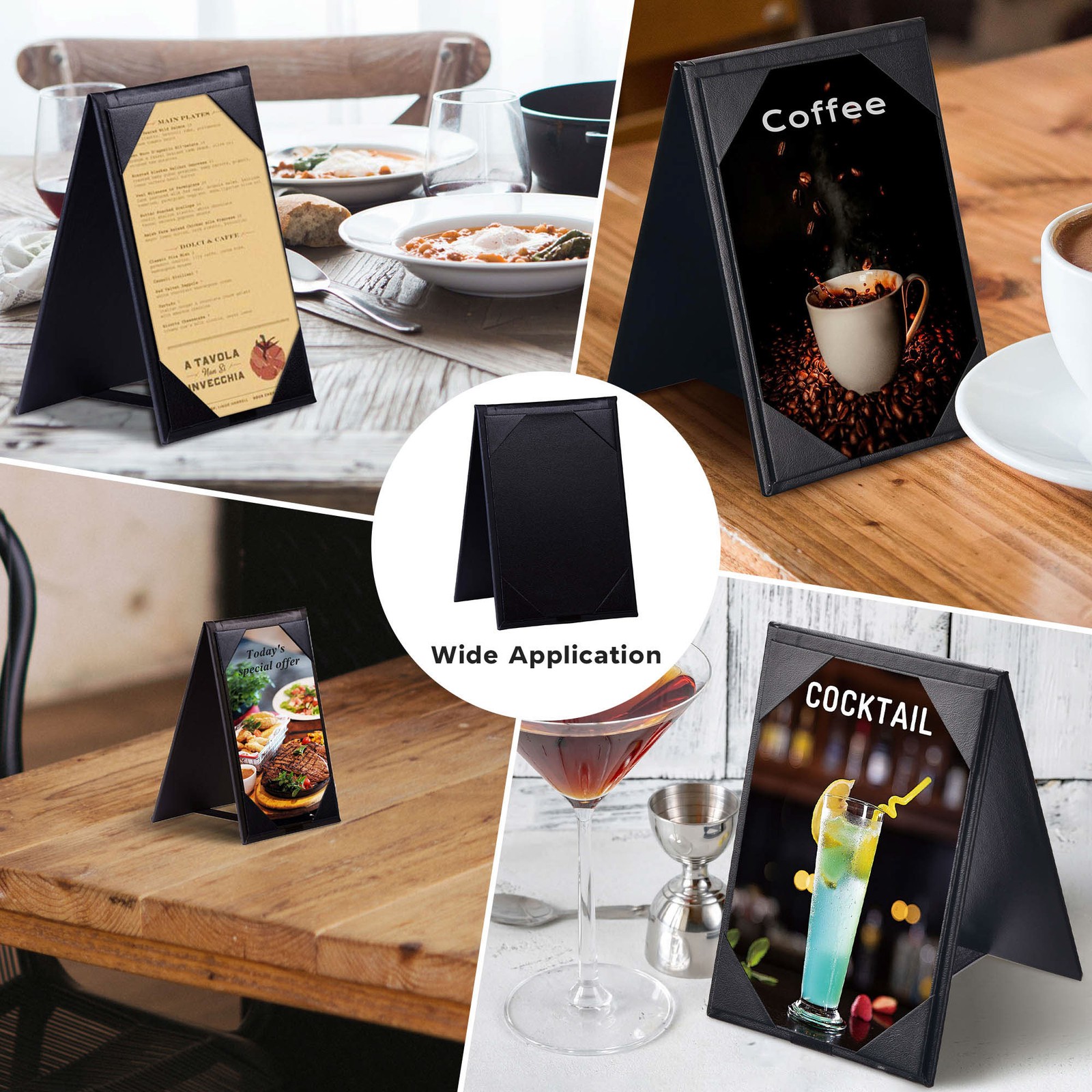 WeChef 10PCS 4"x6" Restaurant Double-sided Table Tent Holder Menu A-Frame Black