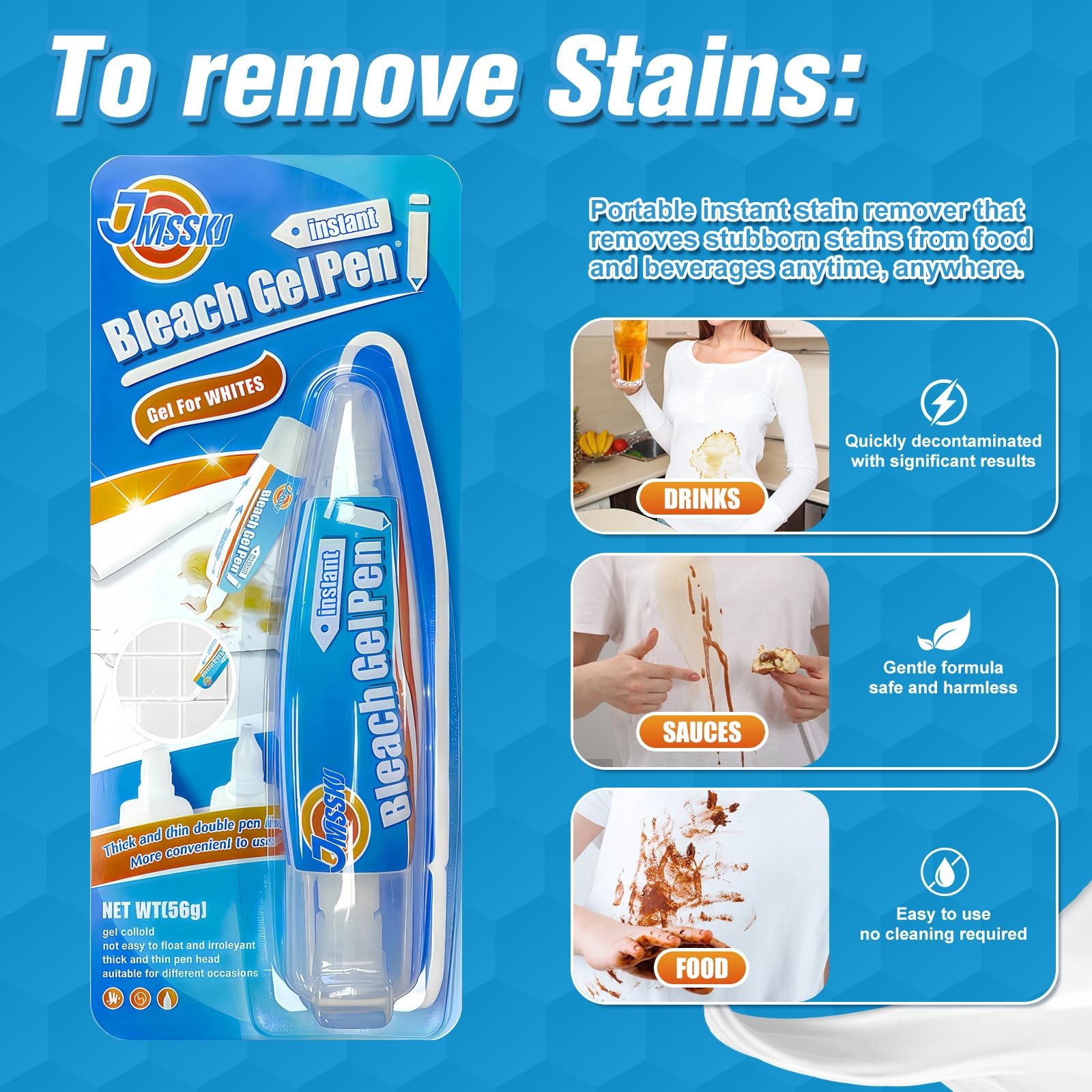 Bleach Pen for Clothes Stain Remover - 1.76 Fl Oz (Pack of 1), Pearl white