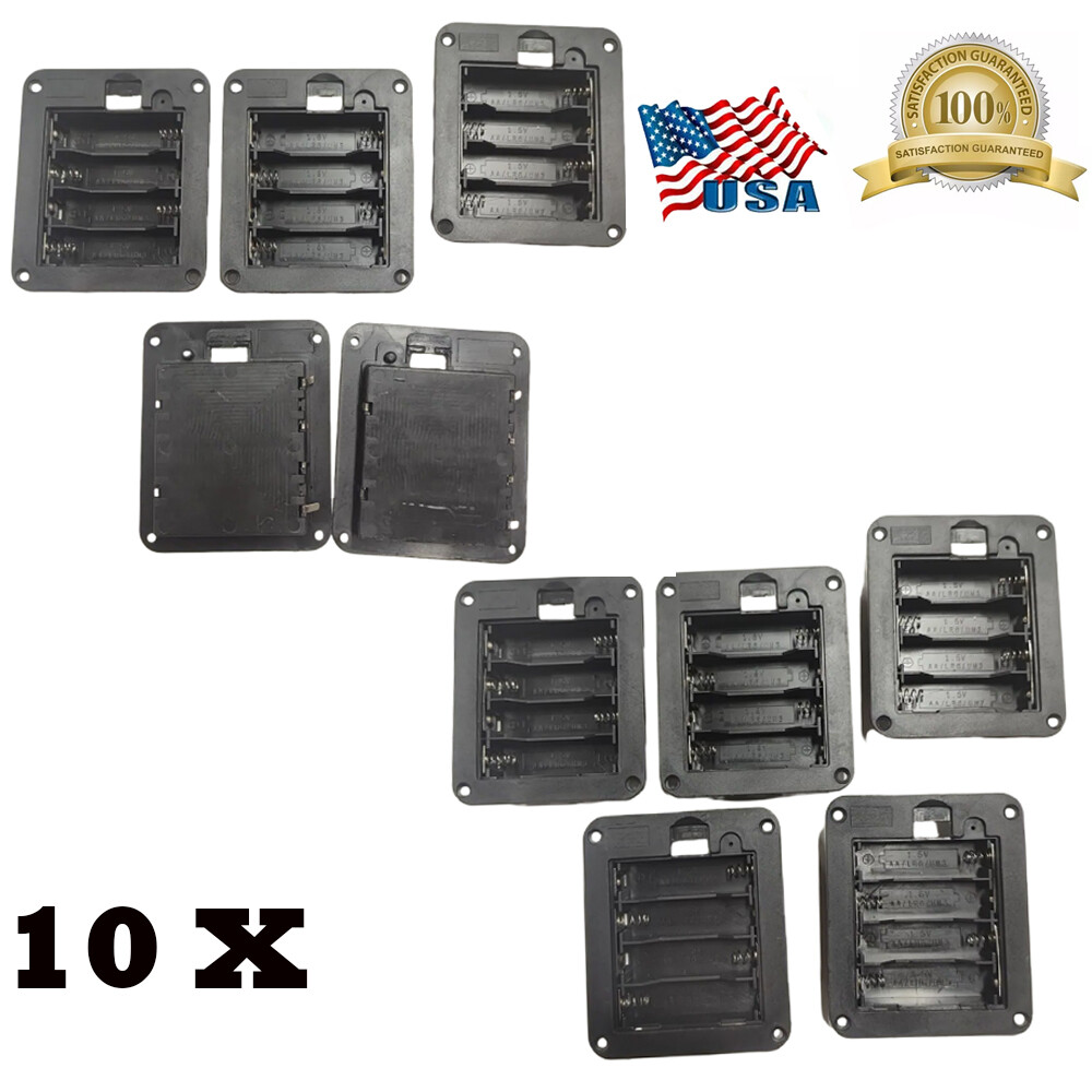 10PCS Plastic Battery Storage Case Box Holder For 4 X AA 4xAA 6V with Cover