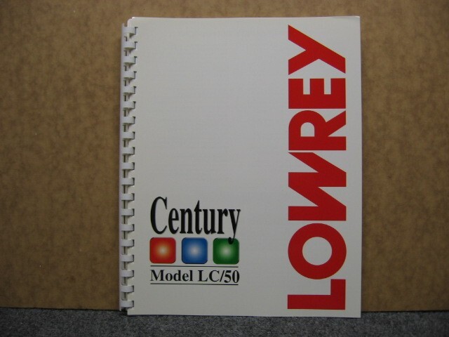 Lowrey Century LC50 Owners Manual