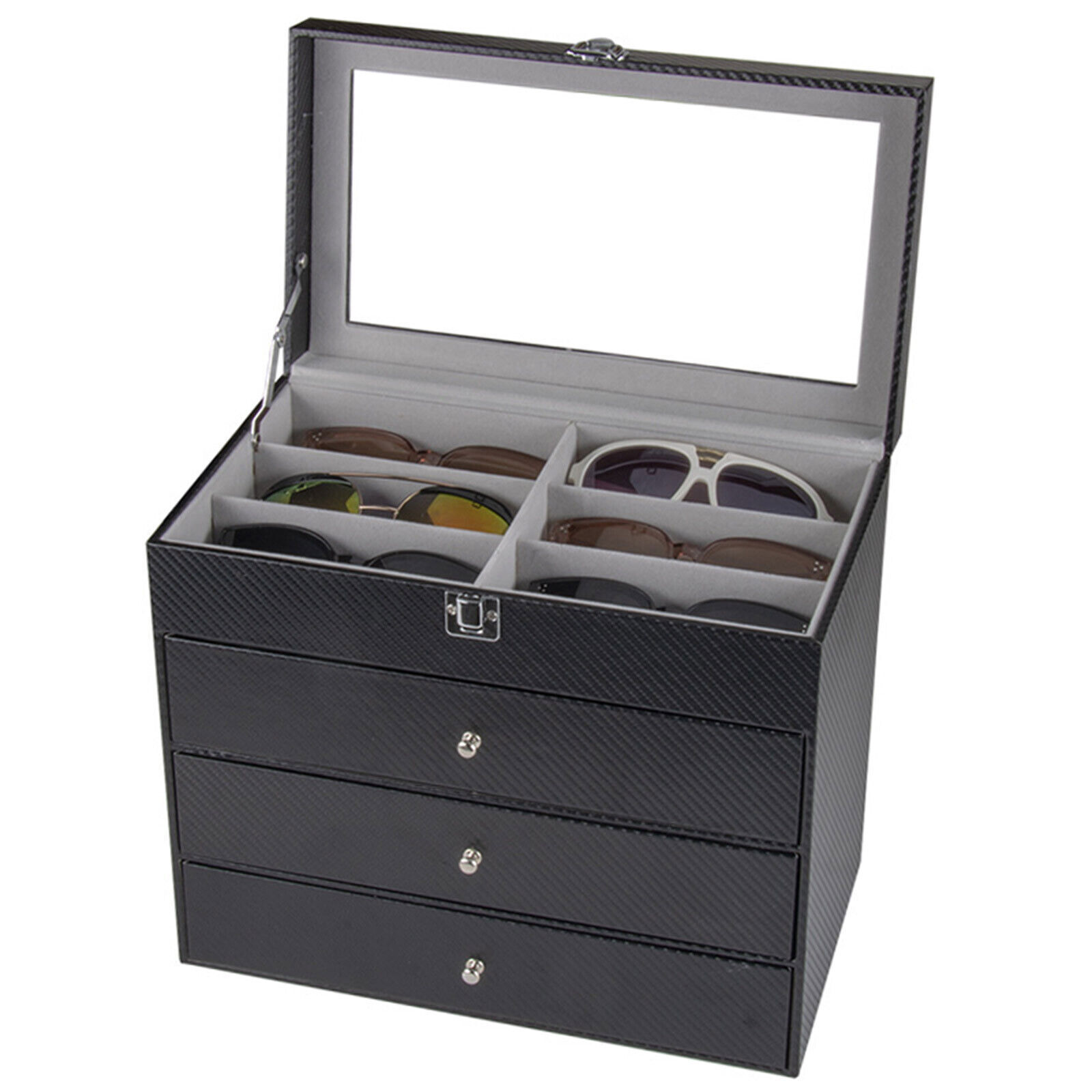 24-Slots Multiple Glasses Organizer Eyeglass Sunglass Storage Box Display Holder