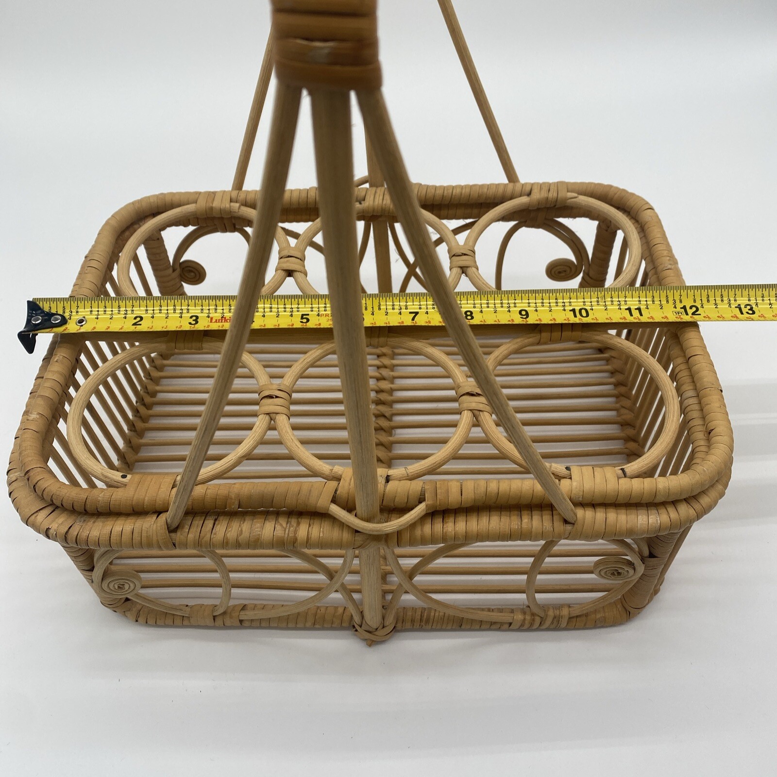 Vintage Wicker Rattan Drink Caddy Basket