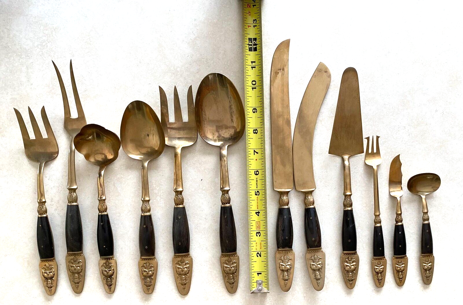 Vintage Samran Thailand Devas God 100pc Bronze Flatware Set Service for 8