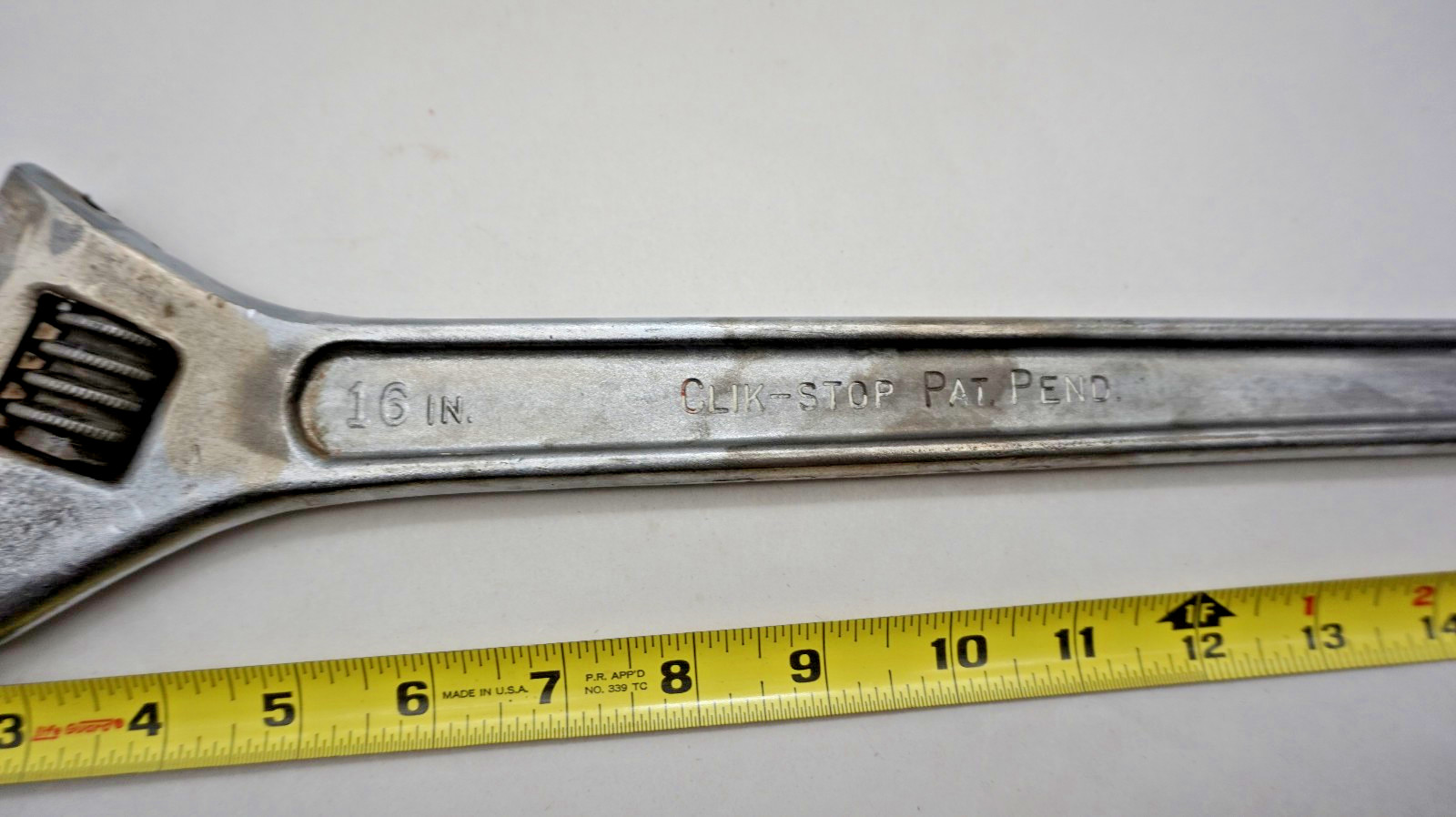 Vintage 16" Lg PROTO "CLIK-STOP" Adjustable Wrench 716-L Made USA "WORKS Good"