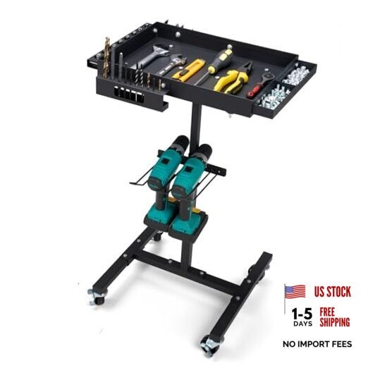 OLBRUS Rolling Work Table Adjustable Height - Rolling Tool Cart with Drills