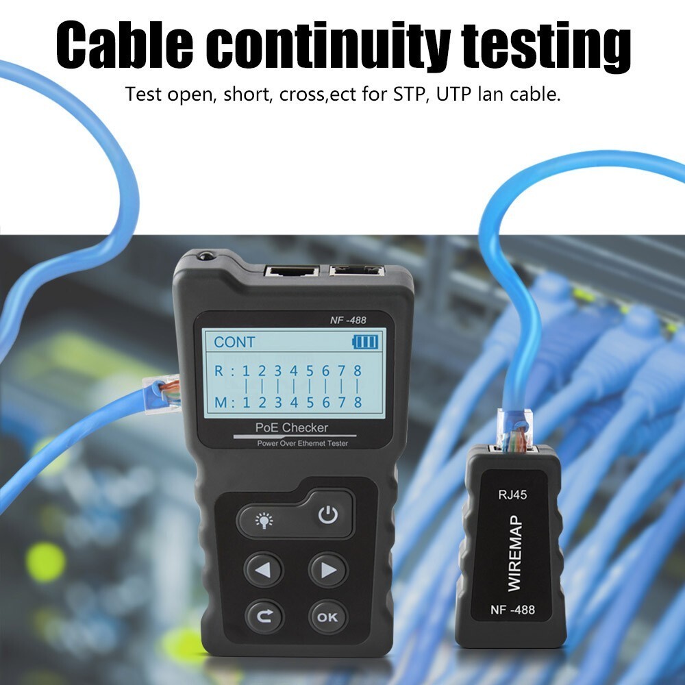 NETWORK CABLE TESTER LAN WIRE METER POE RJ45 ETHERNET VOLTAGE CURRENT TESTER