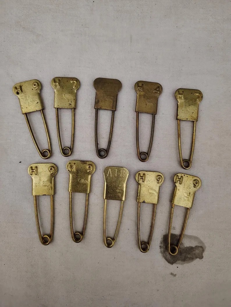 Military Issued Vintage Brass Military Laundry Pins Lot of 10