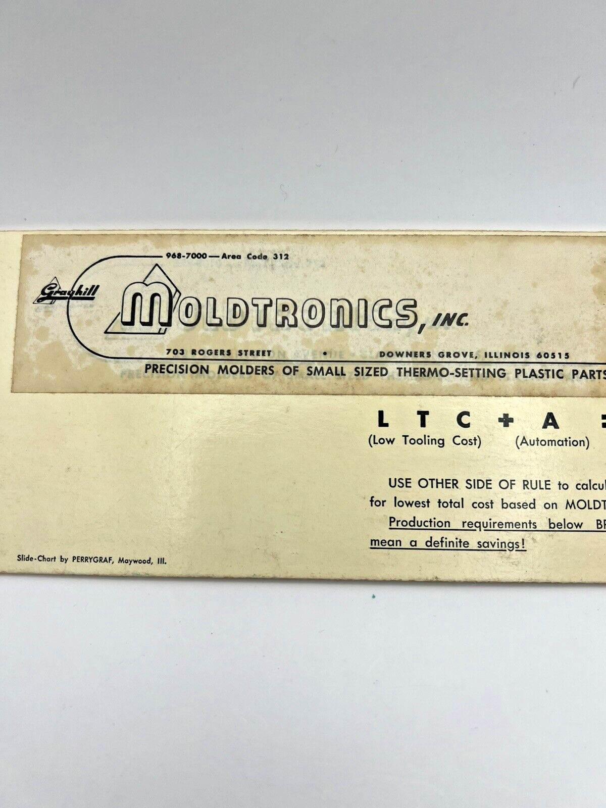 Vintage Tooling Break-Even Point Calculator Moldtronics Perrygraf IL