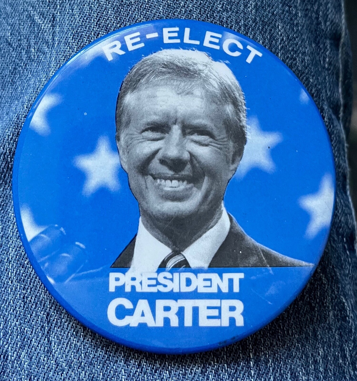1980 Re-Elect President Jimmy Carter President 3" Cello Picture Political