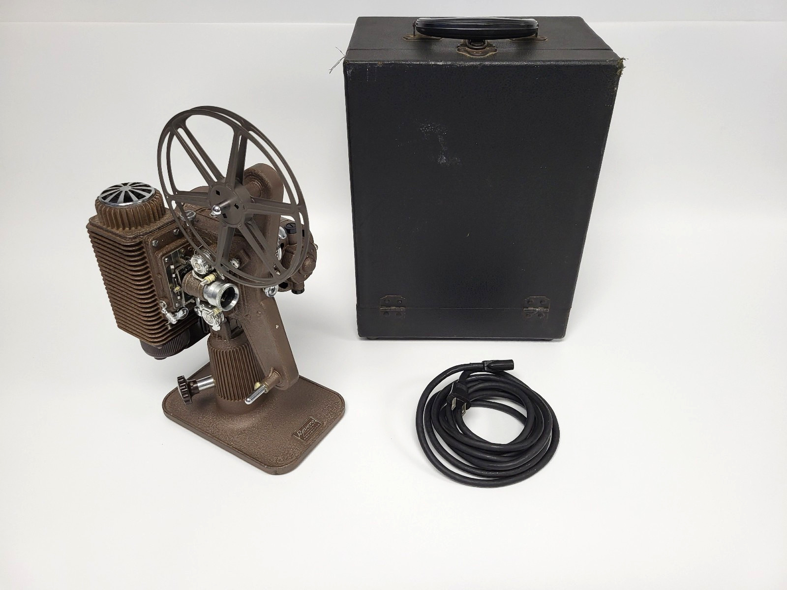 Vintage 1940s Revere 85 Projector 8mm w/Hardcase, Reel, Cord (Does Not Turn On)