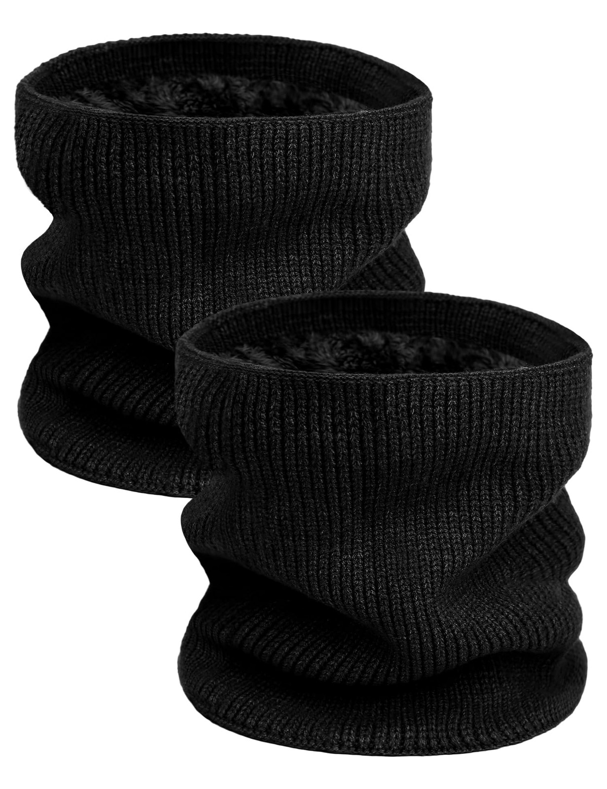 Black Neck Warmer Winter Gaiters for Men One Size, 2p Black+black
