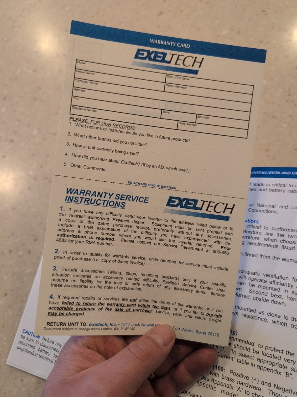 Installation & Operation Manual for Exeltech XP600 and XP1100 Inverters