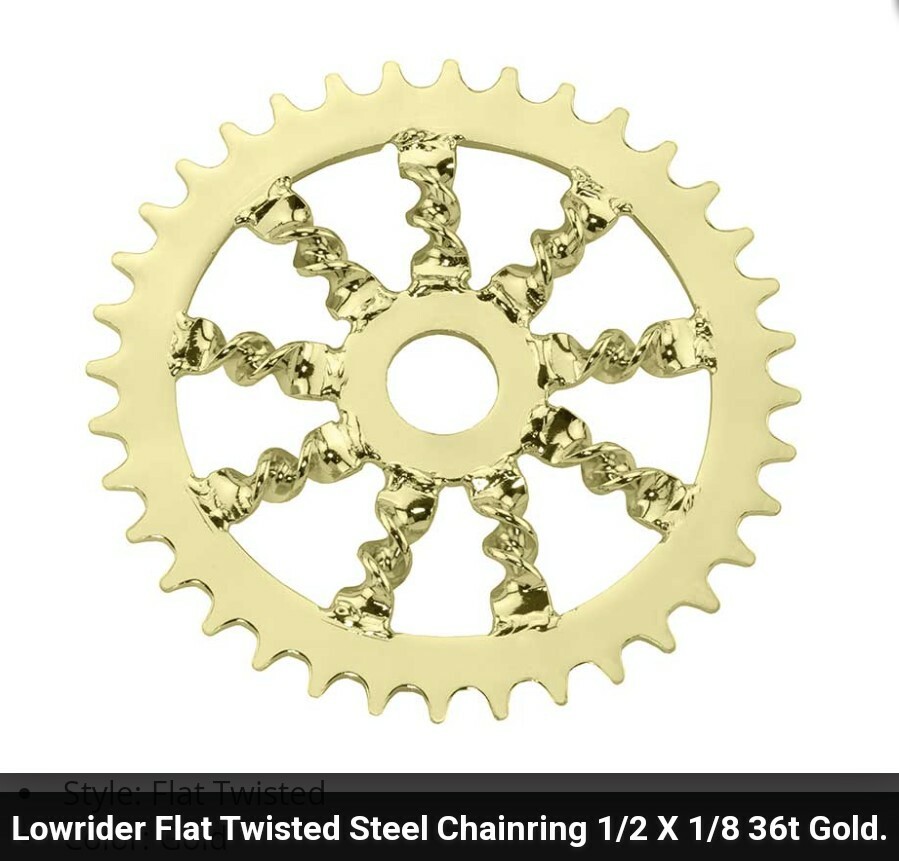 NEW GOLD FLAT TWISTED SPROCKET/CHAINRING  36T, CRUISERS, LOWRIDER BICYCLES
